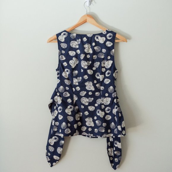 Blue and white seashell button-up shirt - Picture 3 of 5